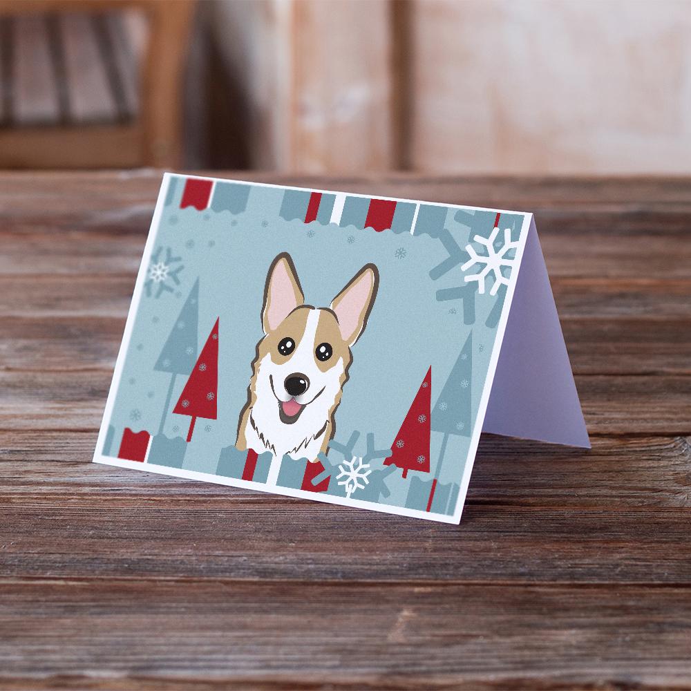 Winter Holiday Sable Corgi Greeting Cards and Envelopes Pack of 8 - the-store.com