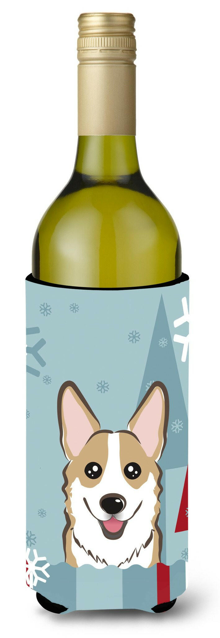 Winter Holiday Sable Corgi Wine Bottle Beverage Insulator Hugger BB1749LITERK by Caroline&#39;s Treasures