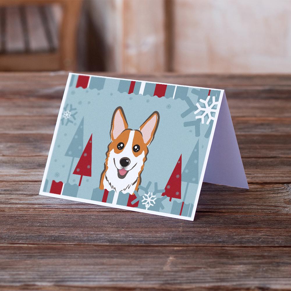Buy this Winter Holiday Red Corgi Greeting Cards and Envelopes Pack of 8