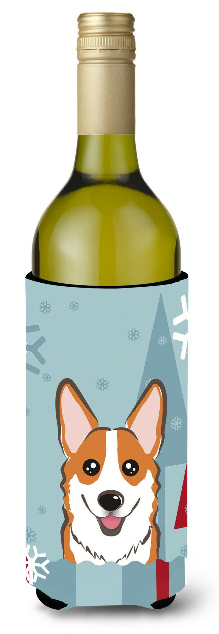 Winter Holiday Red Corgi Wine Bottle Beverage Insulator Hugger BB1750LITERK by Caroline&#39;s Treasures