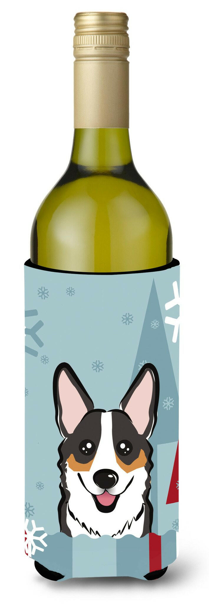Winter Holiday Tricolor Corgi Wine Bottle Beverage Insulator Hugger BB1751LITERK by Caroline's Treasures
