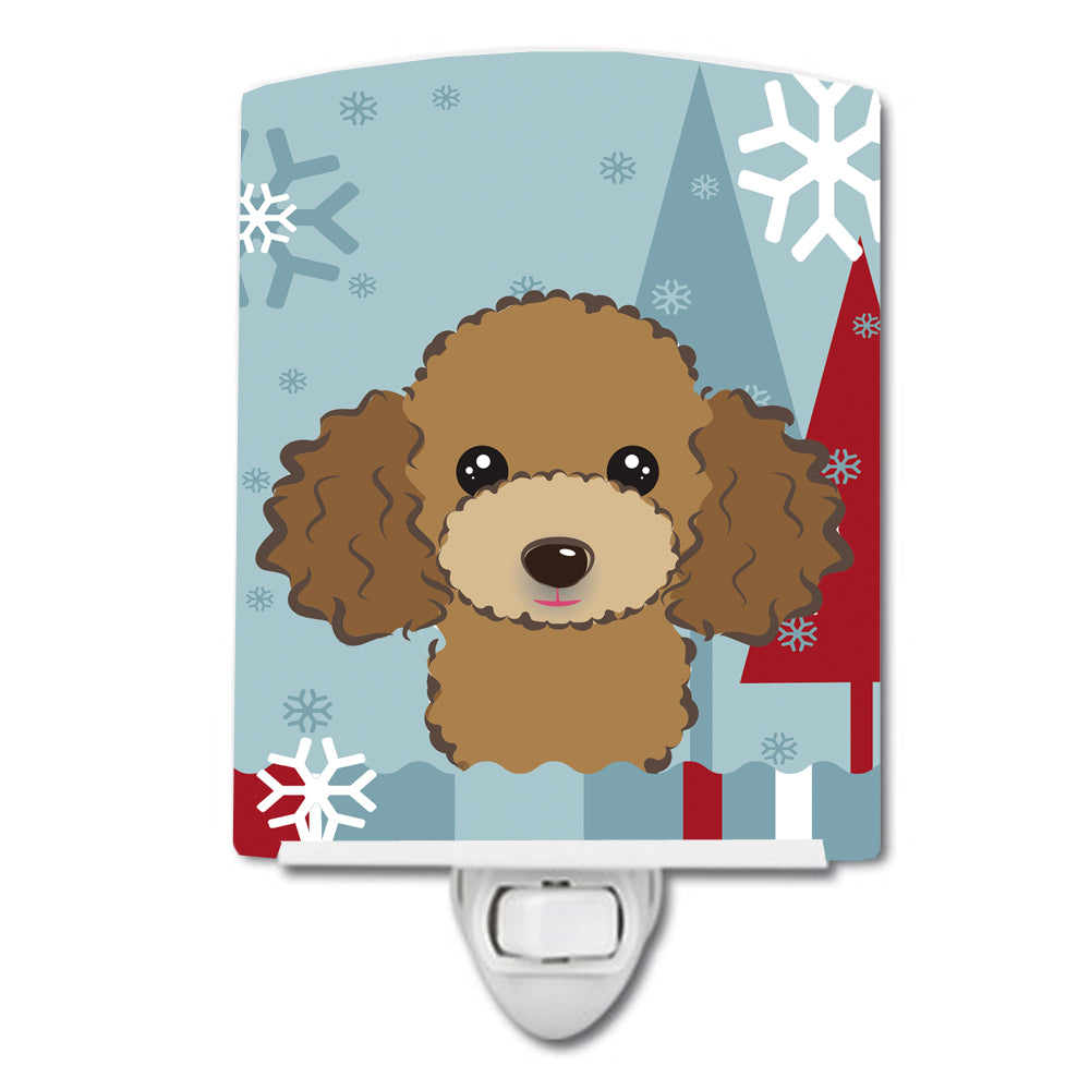 Winter Holiday Chocolate Brown Poodle Ceramic Night Light BB1752CNL - the-store.com