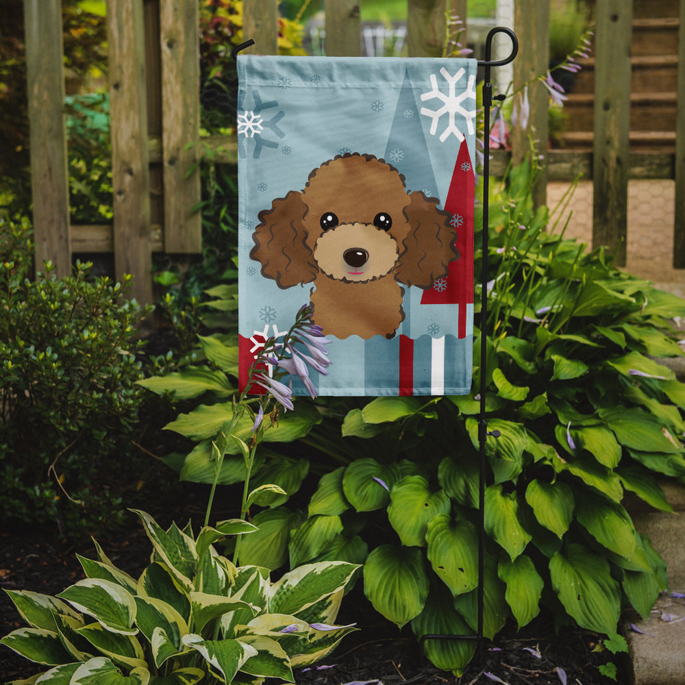 Winter Holiday Chocolate Brown Poodle Flag Garden Size BB1752GF.