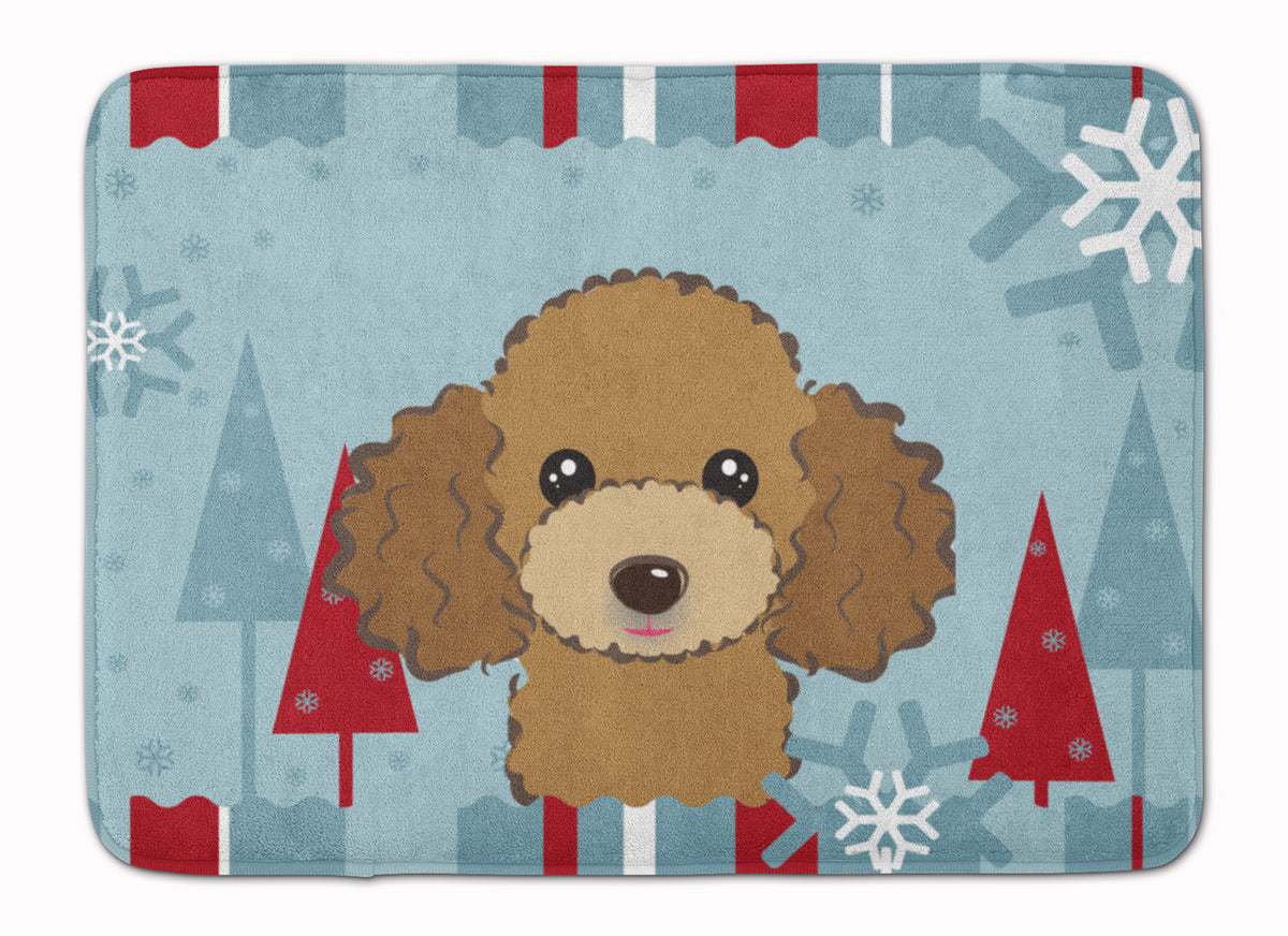 Winter Holiday Chocolate Brown Poodle Machine Washable Memory Foam Mat BB1752RUG - the-store.com