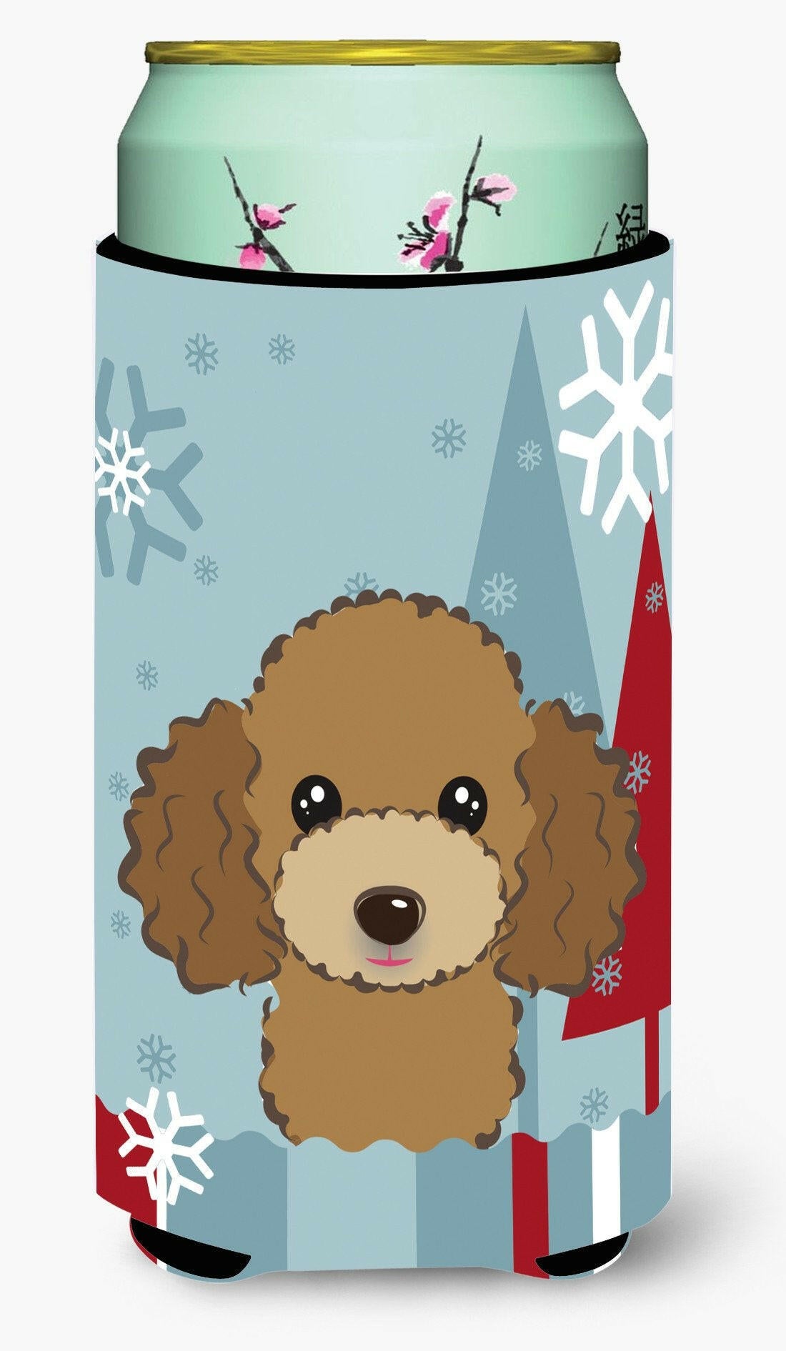 Winter Holiday Chocolate Brown Poodle Tall Boy Beverage Insulator Hugger BB1752TBC by Caroline&#39;s Treasures