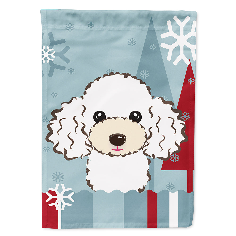 Winter Holiday White Poodle Flag Canvas House Size BB1753CHF