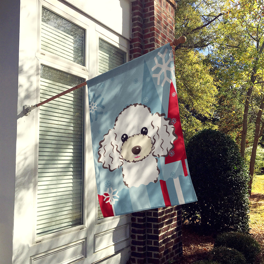 Winter Holiday White Poodle Flag Canvas House Size BB1753CHF  the-store.com.