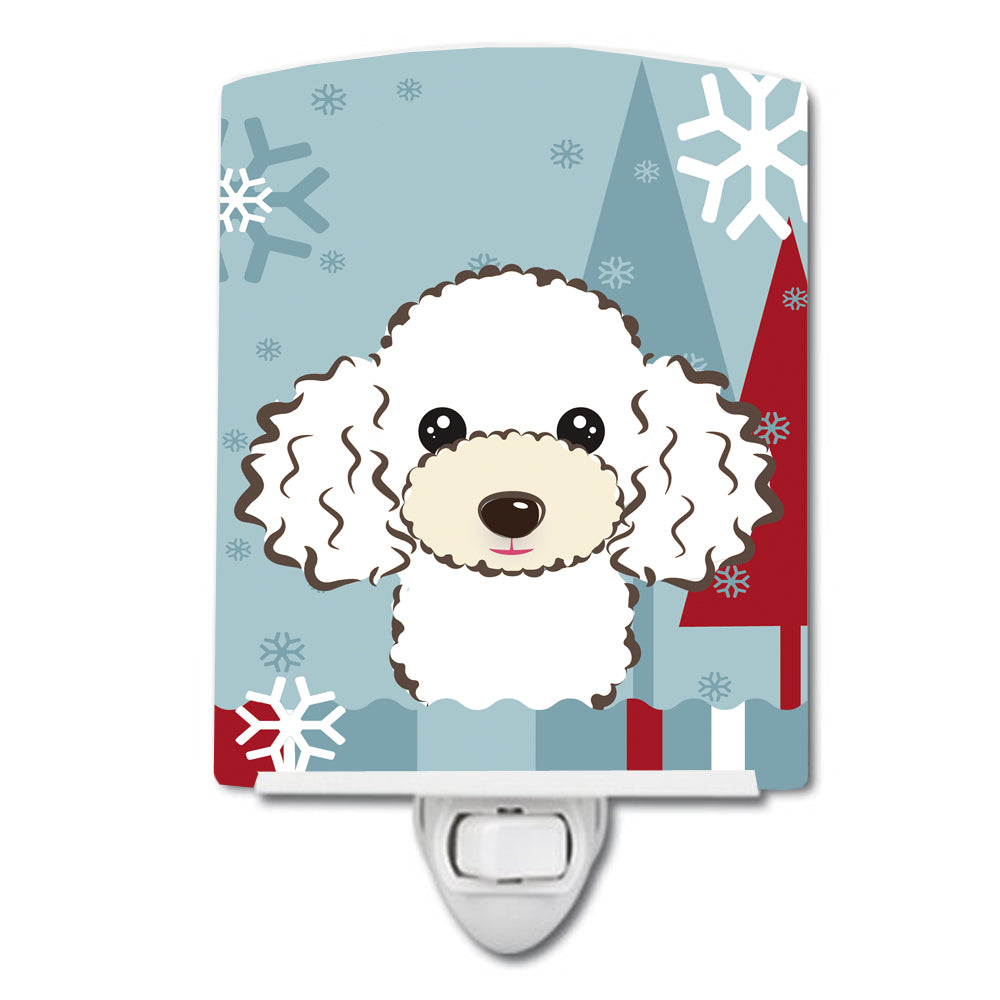Winter Holiday White Poodle Ceramic Night Light BB1753CNL - the-store.com