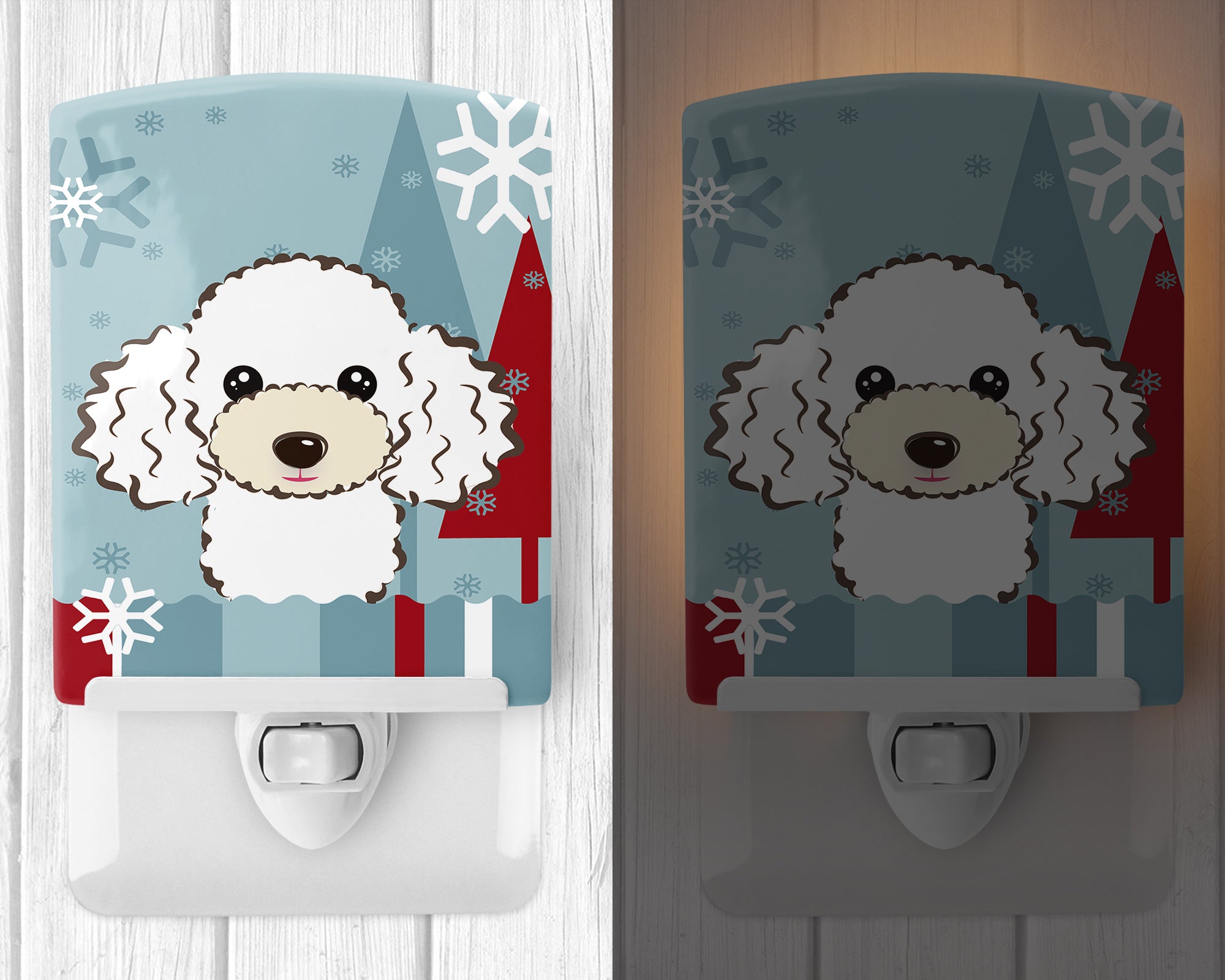 Winter Holiday White Poodle Ceramic Night Light BB1753CNL - the-store.com