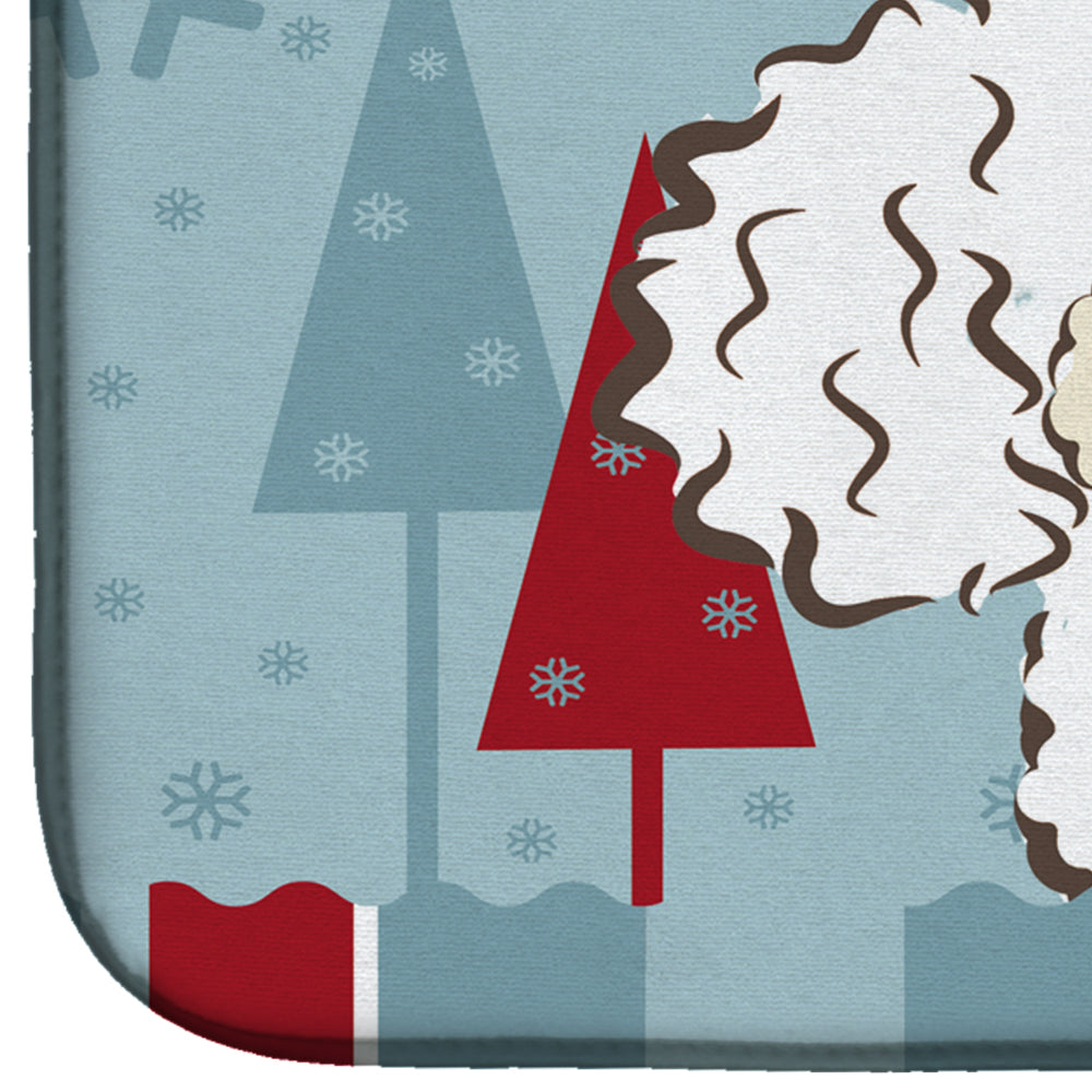 Winter Holiday White Poodle Dish Drying Mat BB1753DDM