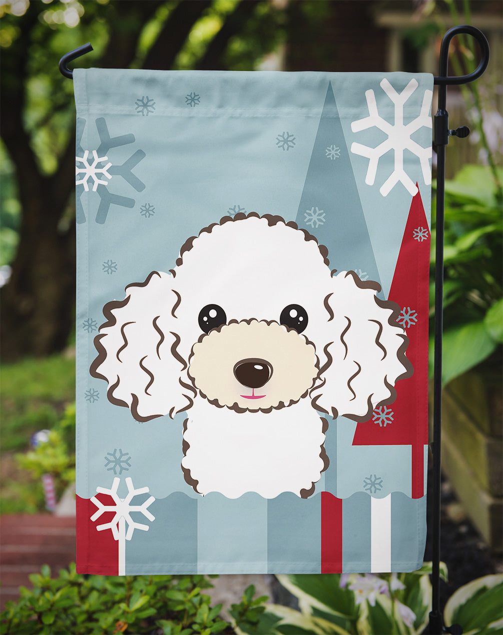 Winter Holiday White Poodle Flag Garden Size BB1753GF