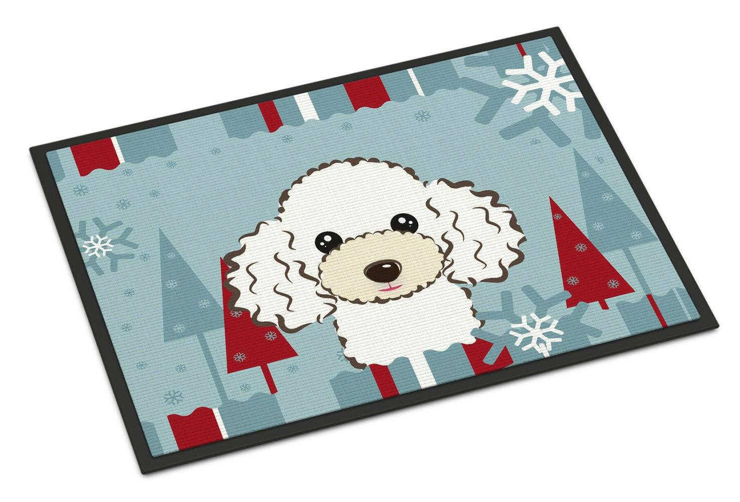 Winter Holiday White Poodle Indoor or Outdoor Mat 24x36 BB1753JMAT - the-store.com