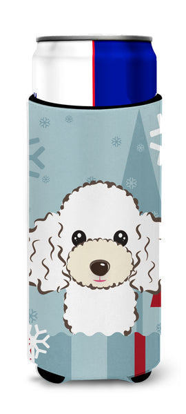 Winter Holiday White Poodle Ultra Beverage Insulators for slim cans BB1753MUK