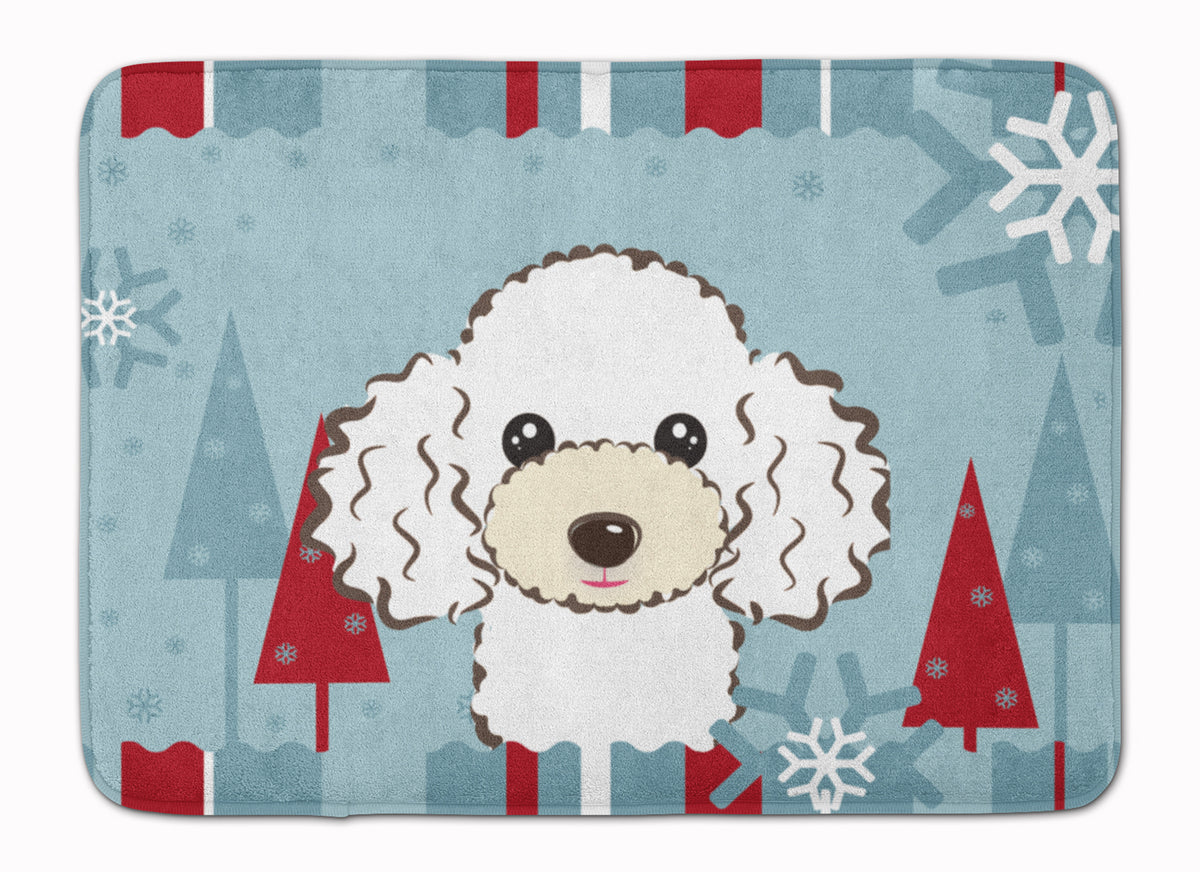 Winter Holiday White Poodle Machine Washable Memory Foam Mat BB1753RUG - the-store.com