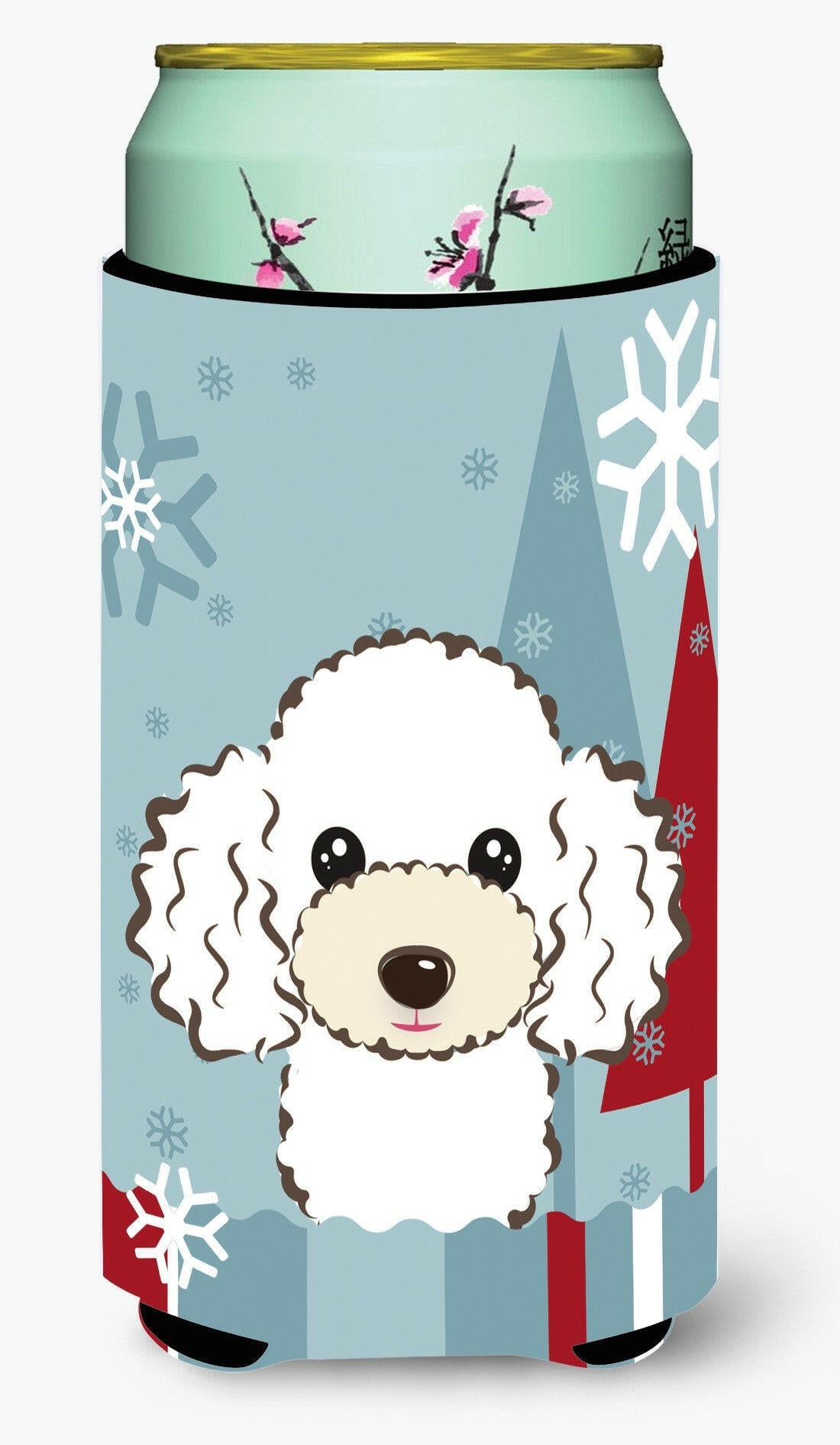 Winter Holiday White Poodle Tall Boy Beverage Insulator Hugger BB1753TBC by Caroline&#39;s Treasures
