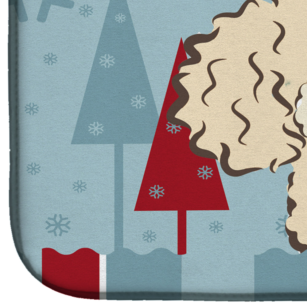 Winter Holiday Buff Poodle Dish Drying Mat BB1754DDM  the-store.com.
