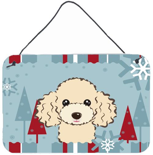 Winter Holiday Buff Poodle Wall or Door Hanging Prints BB1754DS812 by Caroline&#39;s Treasures