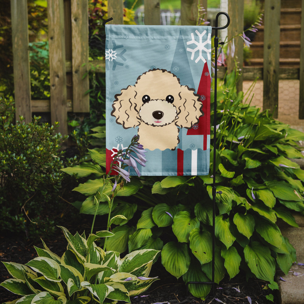 Winter Holiday Buff Poodle Flag Garden Size BB1754GF