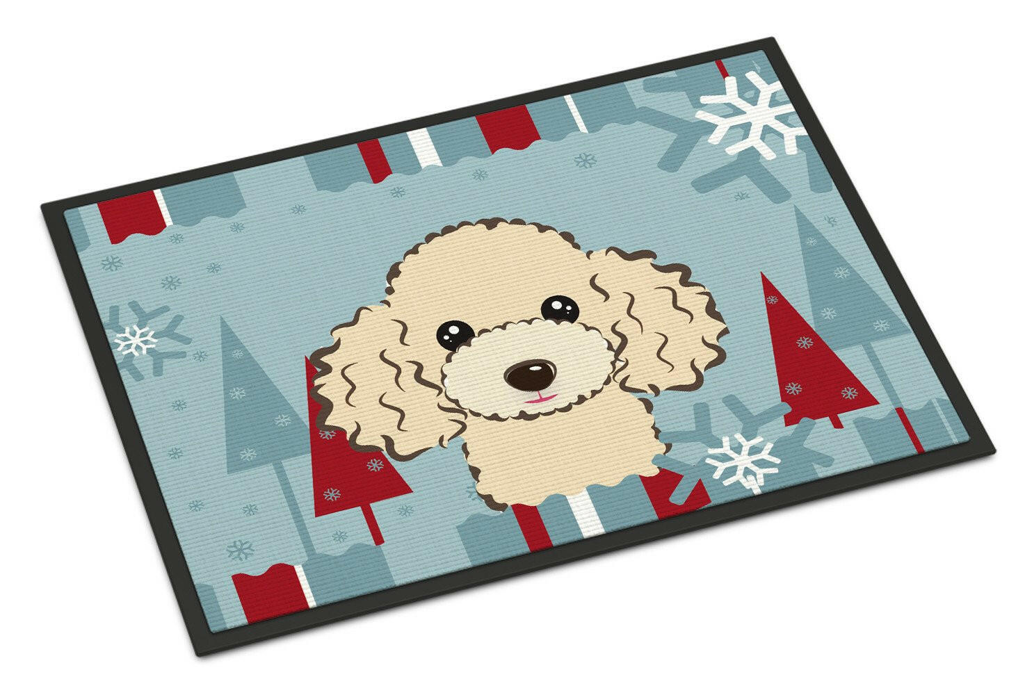 Winter Holiday Buff Poodle Indoor or Outdoor Mat 24x36 BB1754JMAT - the-store.com