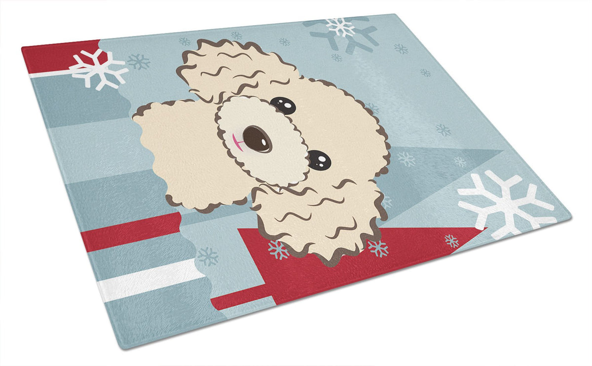 Winter Holiday Buff Poodle Glass Cutting Board Large BB1754LCB by Caroline&#39;s Treasures