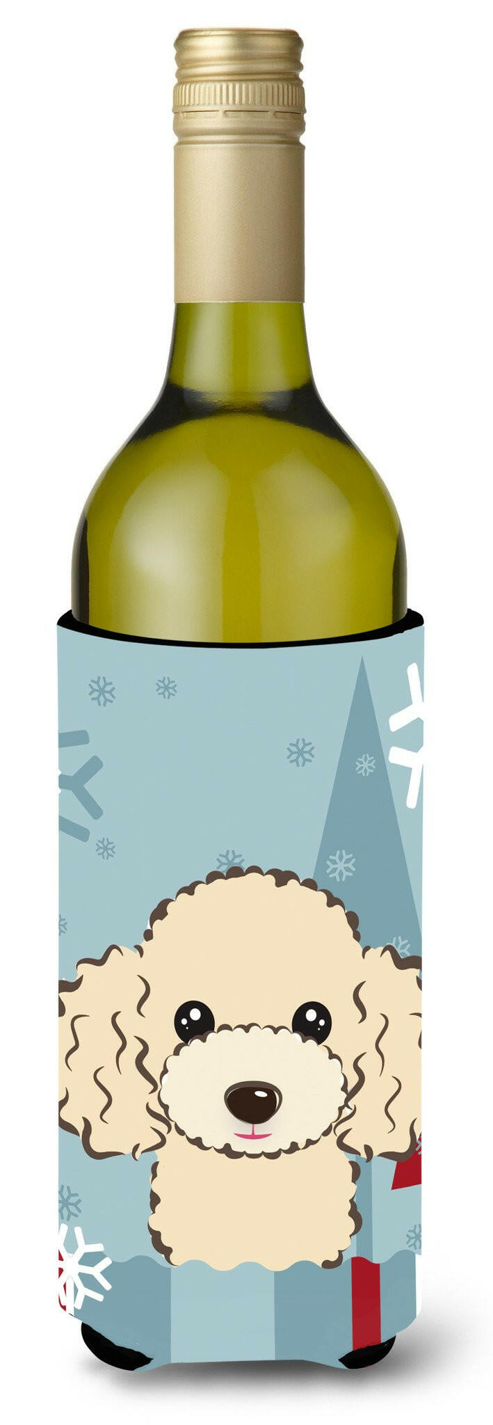 Winter Holiday Buff Poodle Wine Bottle Beverage Insulator Hugger BB1754LITERK by Caroline&#39;s Treasures