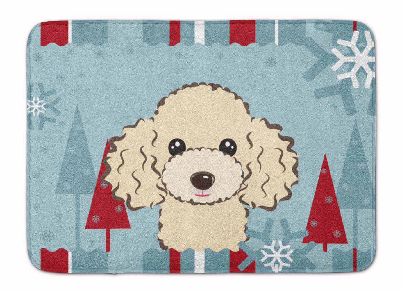 Winter Holiday Buff Poodle Machine Washable Memory Foam Mat BB1754RUG - the-store.com