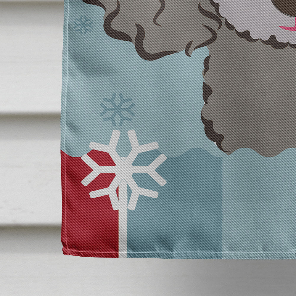 Winter Holiday Silver Gray Poodle Flag Canvas House Size BB1755CHF  the-store.com.