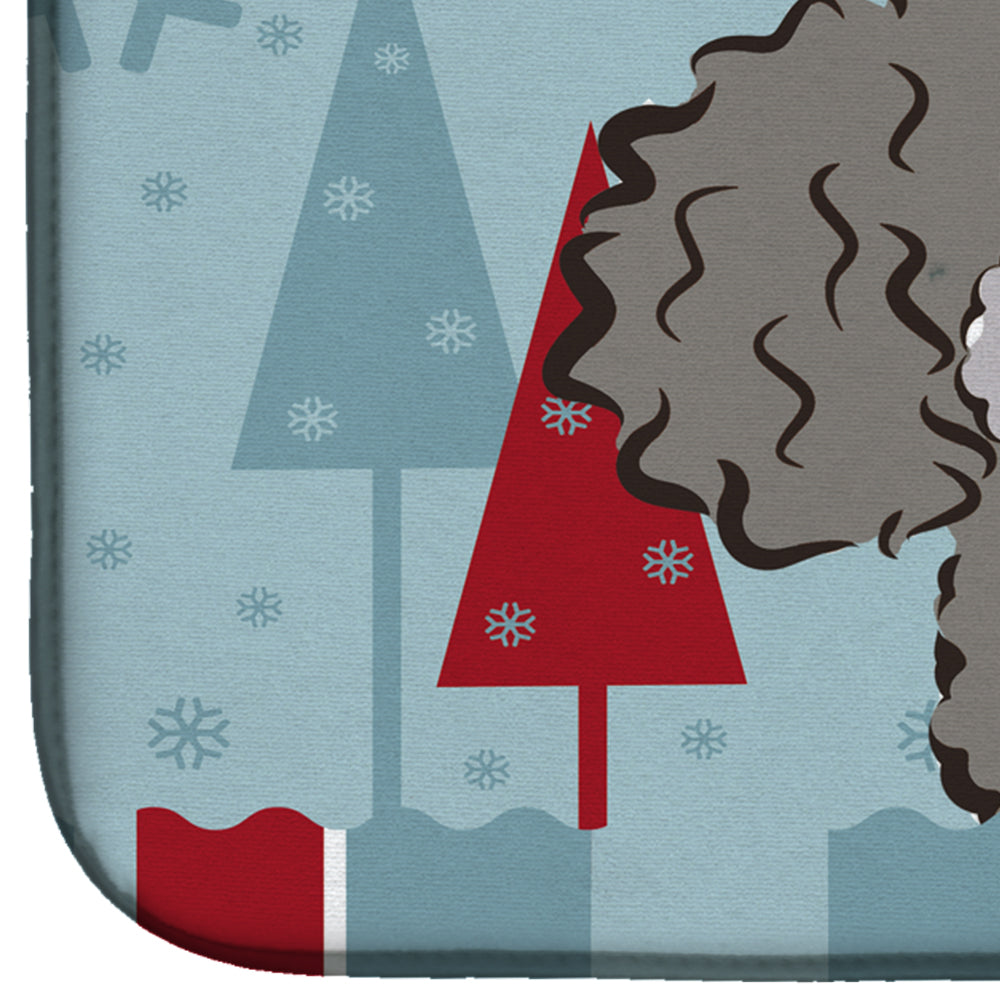 Winter Holiday Silver Gray Poodle Dish Drying Mat BB1755DDM  the-store.com.