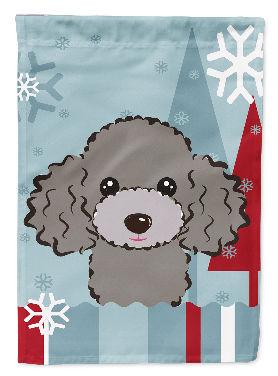 Winter Holiday Silver Gray Poodle Flag Garden Size BB1755GF