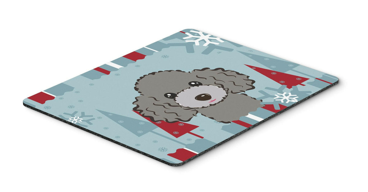 Winter Holiday Silver Gray Poodle Mouse Pad, Hot Pad or Trivet BB1755MP by Caroline&#39;s Treasures