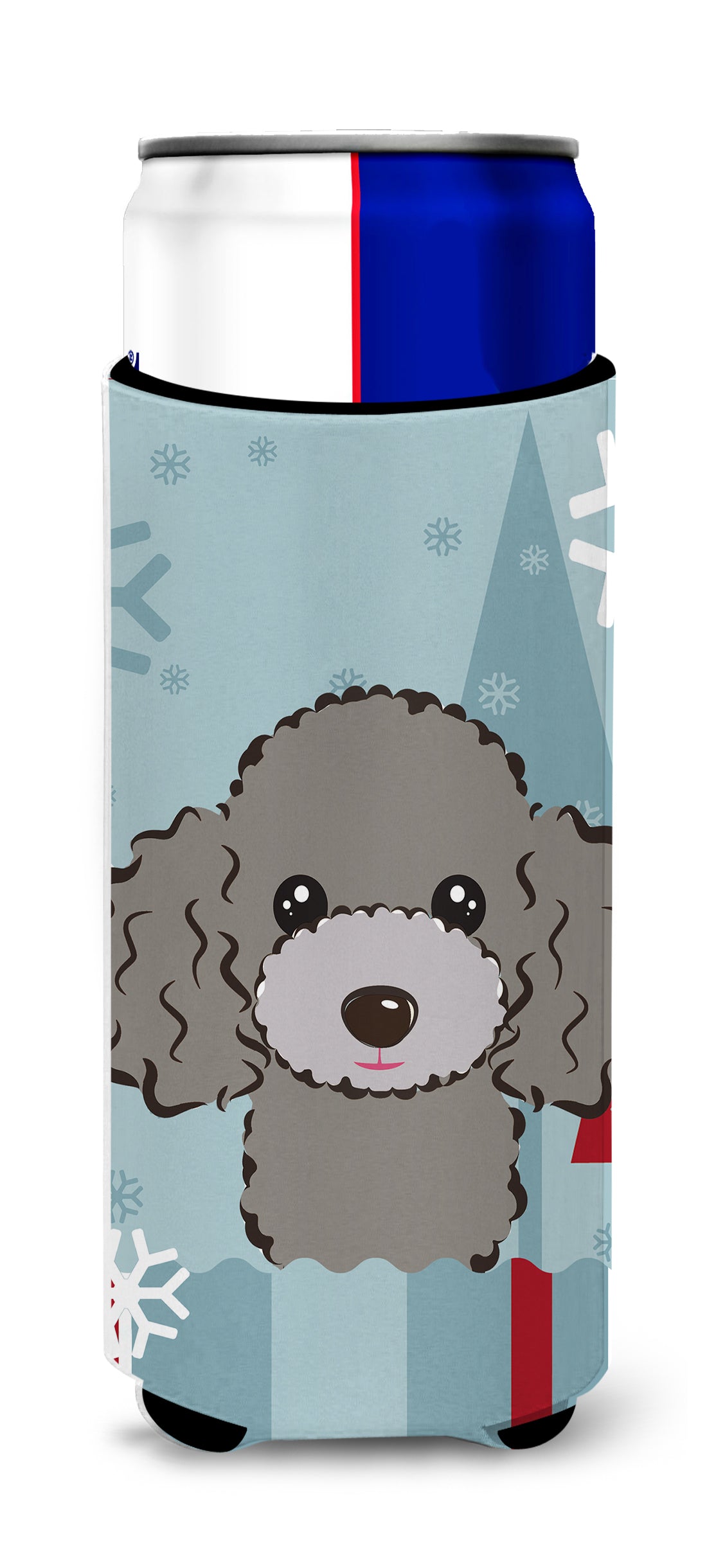 Winter Holiday Silver Gray Poodle Ultra Beverage Insulators for slim cans BB1755MUK  the-store.com.