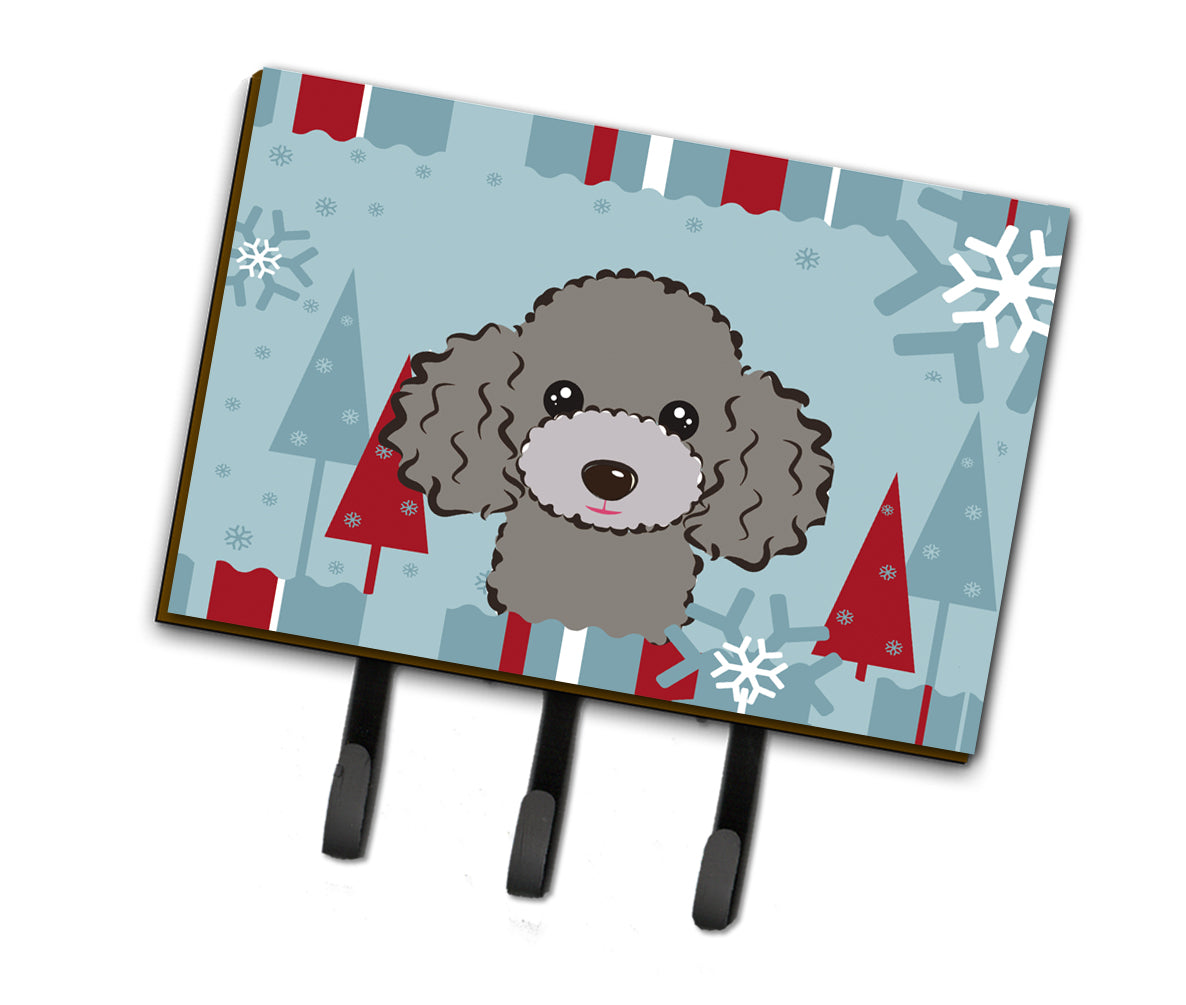 Winter Holiday Silver Gray Poodle Leash or Key Holder BB1755TH68  the-store.com.
