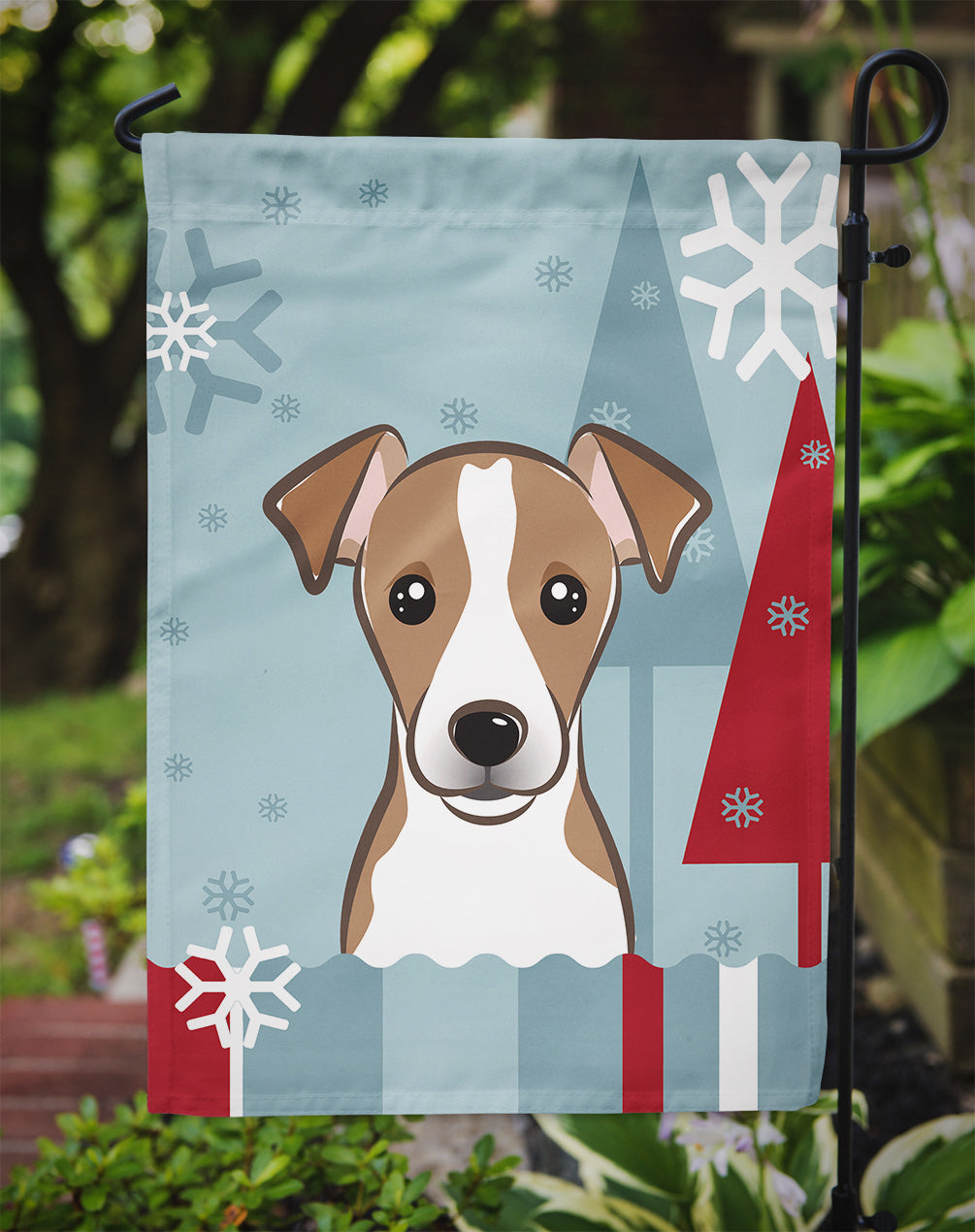 Vacances d'hiver Jack Russell Terrier Drapeau Jardin Taille BB1756GF