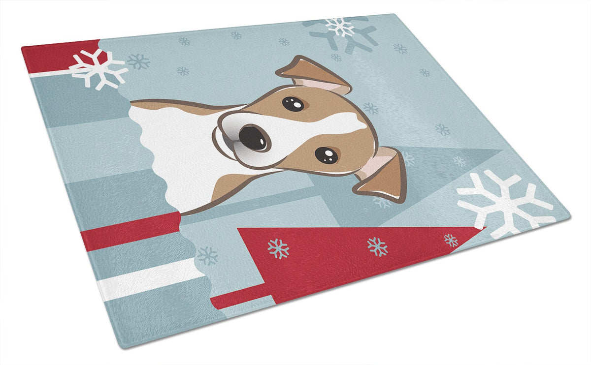 Winter Holiday Jack Russell Terrier Glass Cutting Board Large BB1756LCB by Caroline&#39;s Treasures