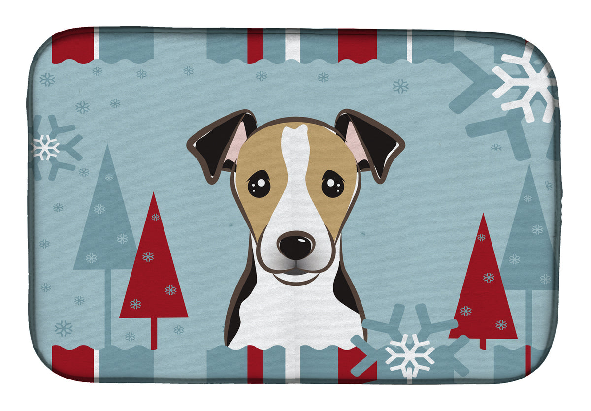 Winter Holiday Jack Russell Terrier Dish Drying Mat BB1757DDM