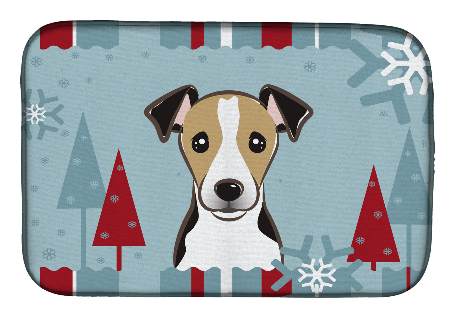 Winter Holiday Jack Russell Terrier Dish Drying Mat BB1757DDM  the-store.com.