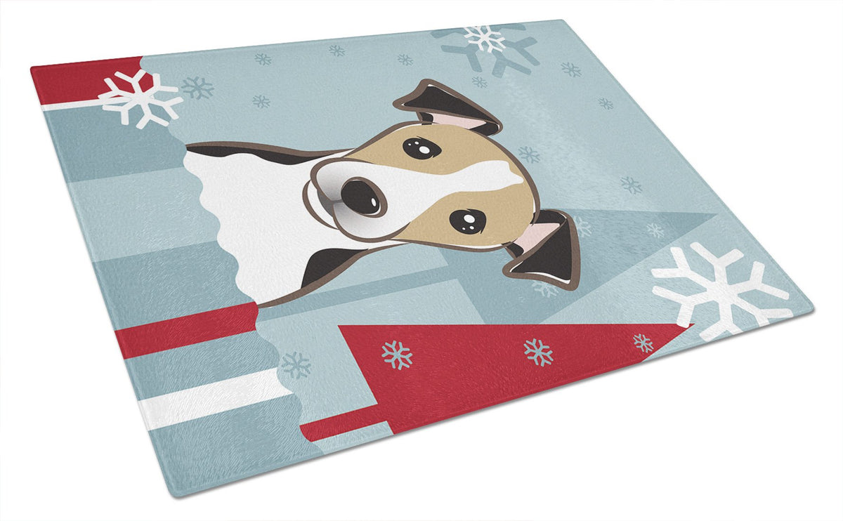 Winter Holiday Jack Russell Terrier Glass Cutting Board Large BB1757LCB by Caroline&#39;s Treasures
