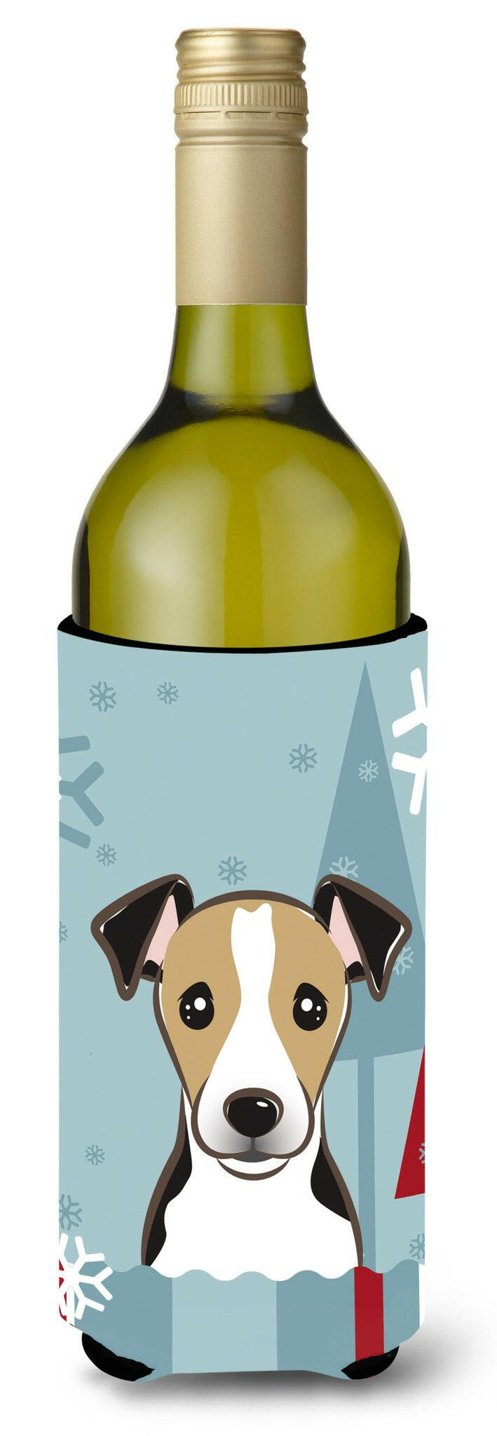 Winter Holiday Jack Russell Terrier Wine Bottle Beverage Insulator Hugger BB1757LITERK by Caroline&#39;s Treasures