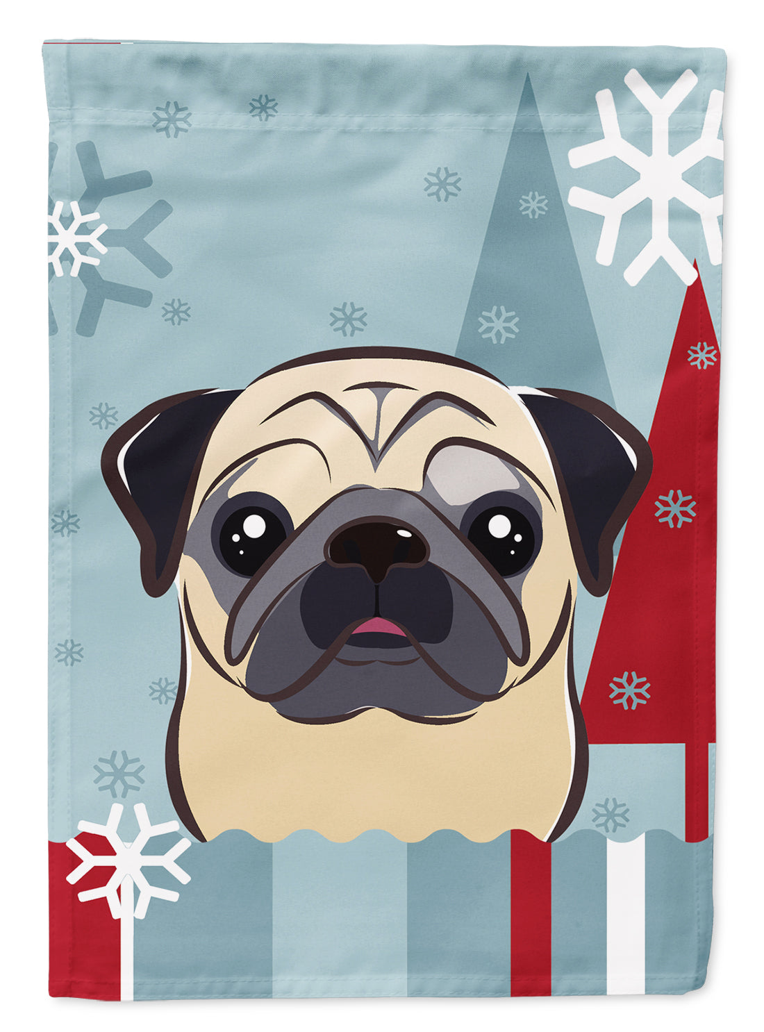Winter Holiday Fawn Pug Flag Canvas House Size BB1758CHF