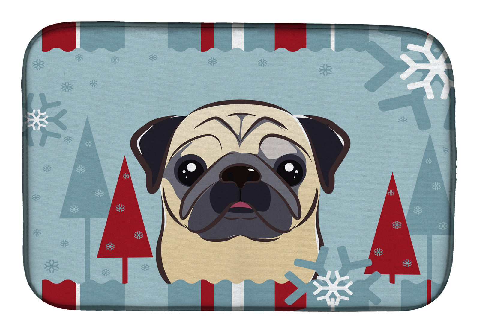 Winter Holiday Fawn Pug Dish Drying Mat BB1758DDM  the-store.com.
