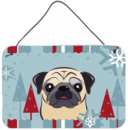 Winter Holiday Fawn Pug Wall or Door Hanging Prints BB1758DS812 by Caroline's Treasures