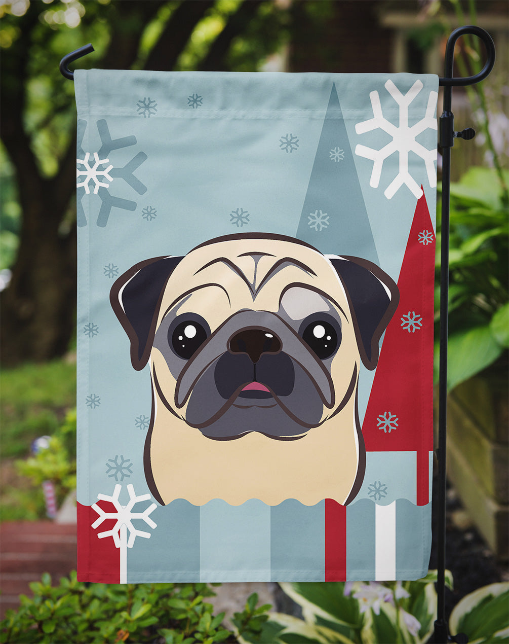 Winter Holiday Fawn Pug Flag Garden Size BB1758GF