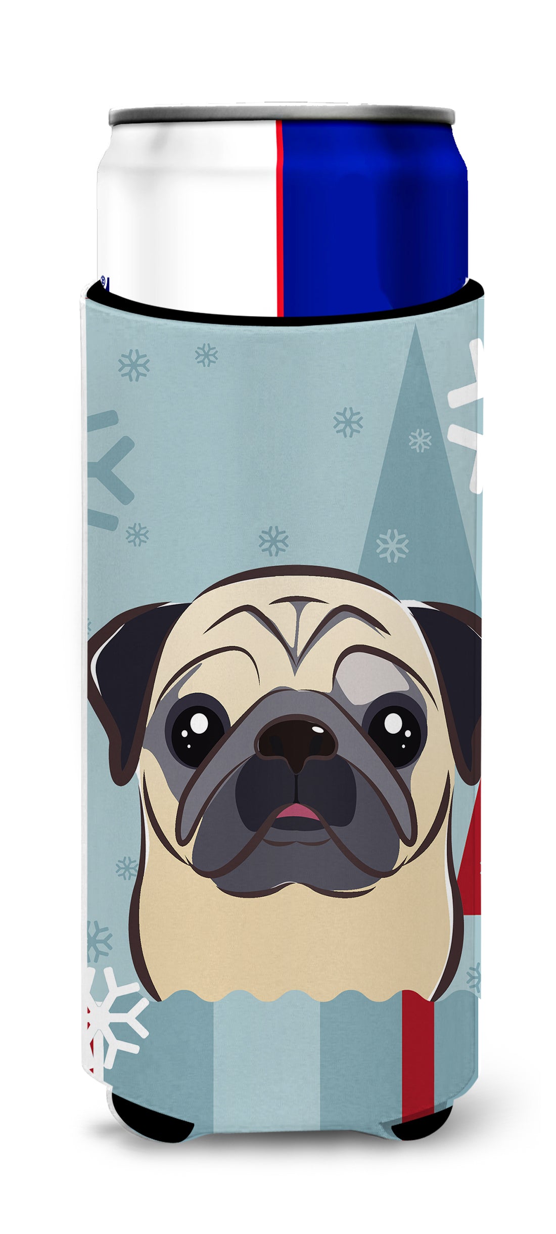Winter Holiday Fawn Pug Ultra Beverage Insulators for slim cans BB1758MUK