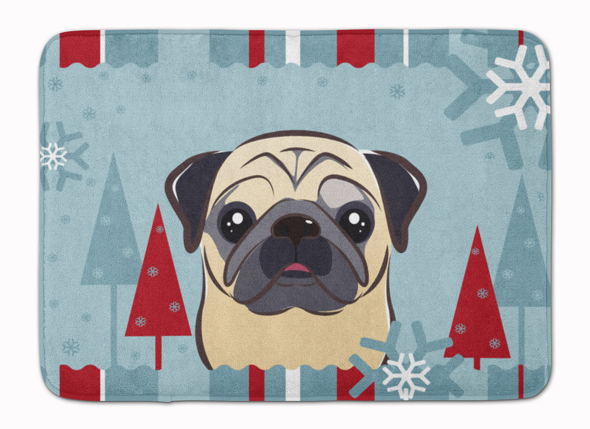 Winter Holiday Fawn Pug Machine Washable Memory Foam Mat BB1758RUG - the-store.com
