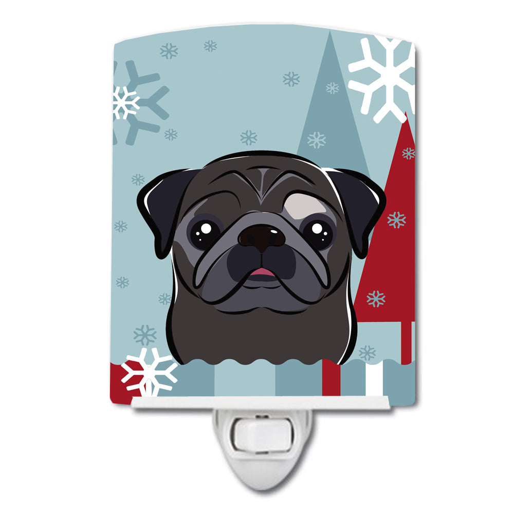 Winter Holiday Black Pug Ceramic Night Light BB1759CNL - the-store.com