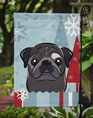 Winter Holiday Black Pug Flag Garden Size BB1759GF