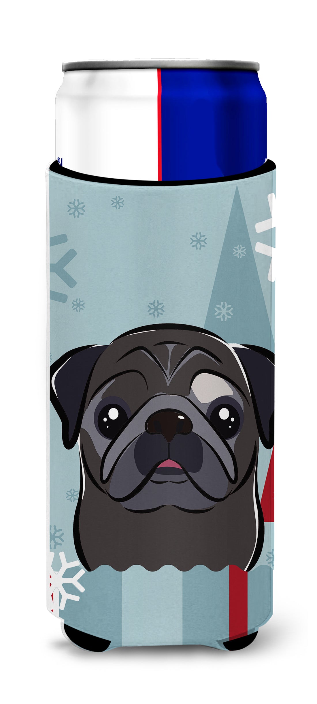 Winter Holiday Black Pug Ultra Beverage Insulators for slim cans BB1759MUK