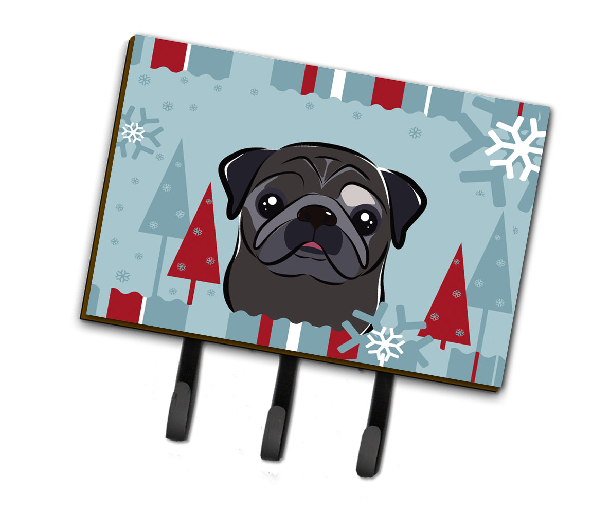 Winter Holiday Black Pug Leash or Key Holder BB1759TH68