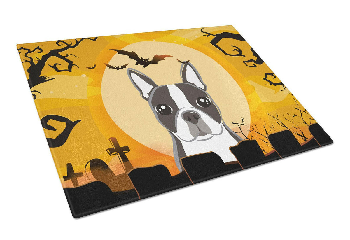 Halloween Boston Terrier Glass Cutting Board Large BB1761LCB by Caroline&#39;s Treasures