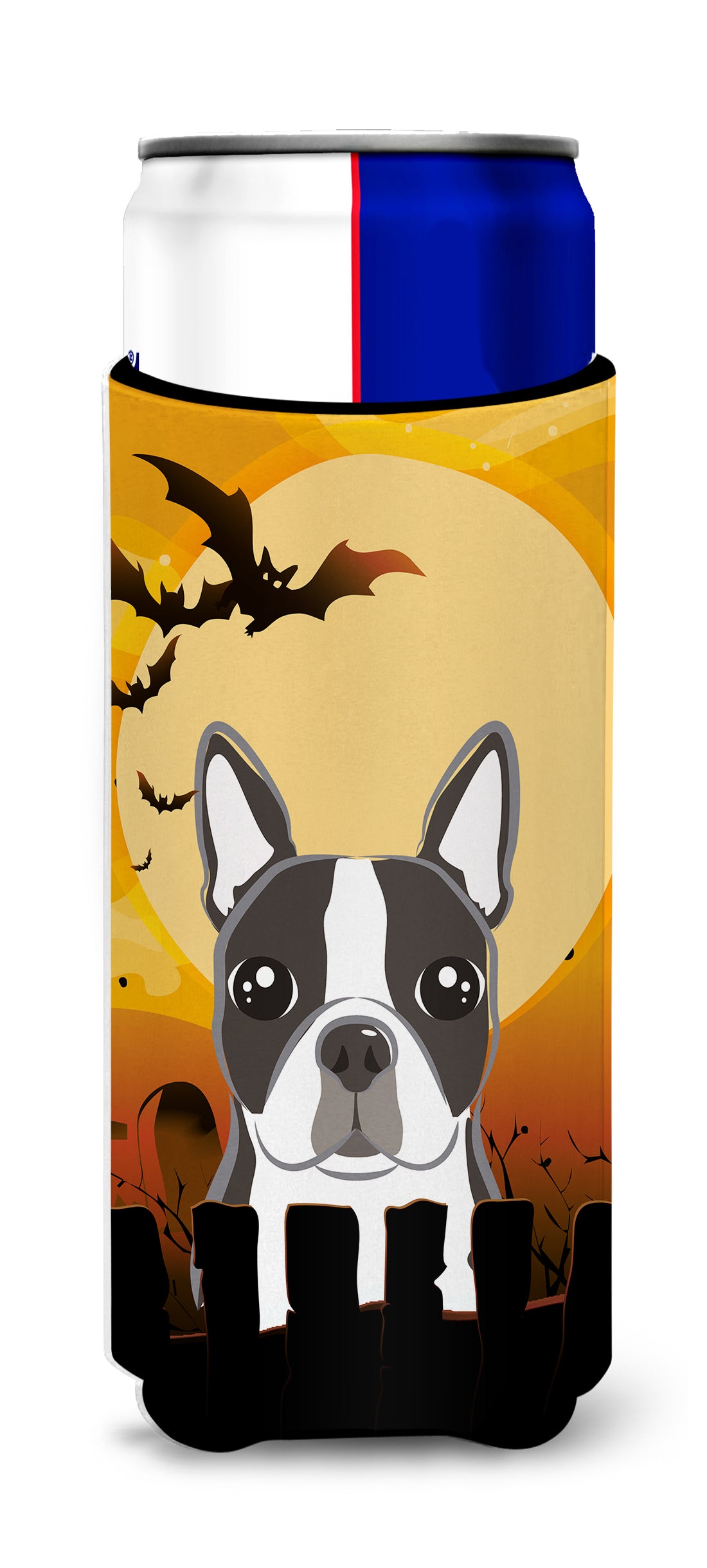Halloween Boston Terrier Ultra Beverage Insulators for slim cans BB1761MUK  the-store.com.